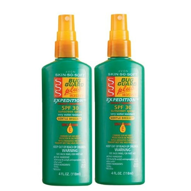 2 Bottles Avon Skin so Soft Bug Guard Plus Expedition SPF 30 Pump