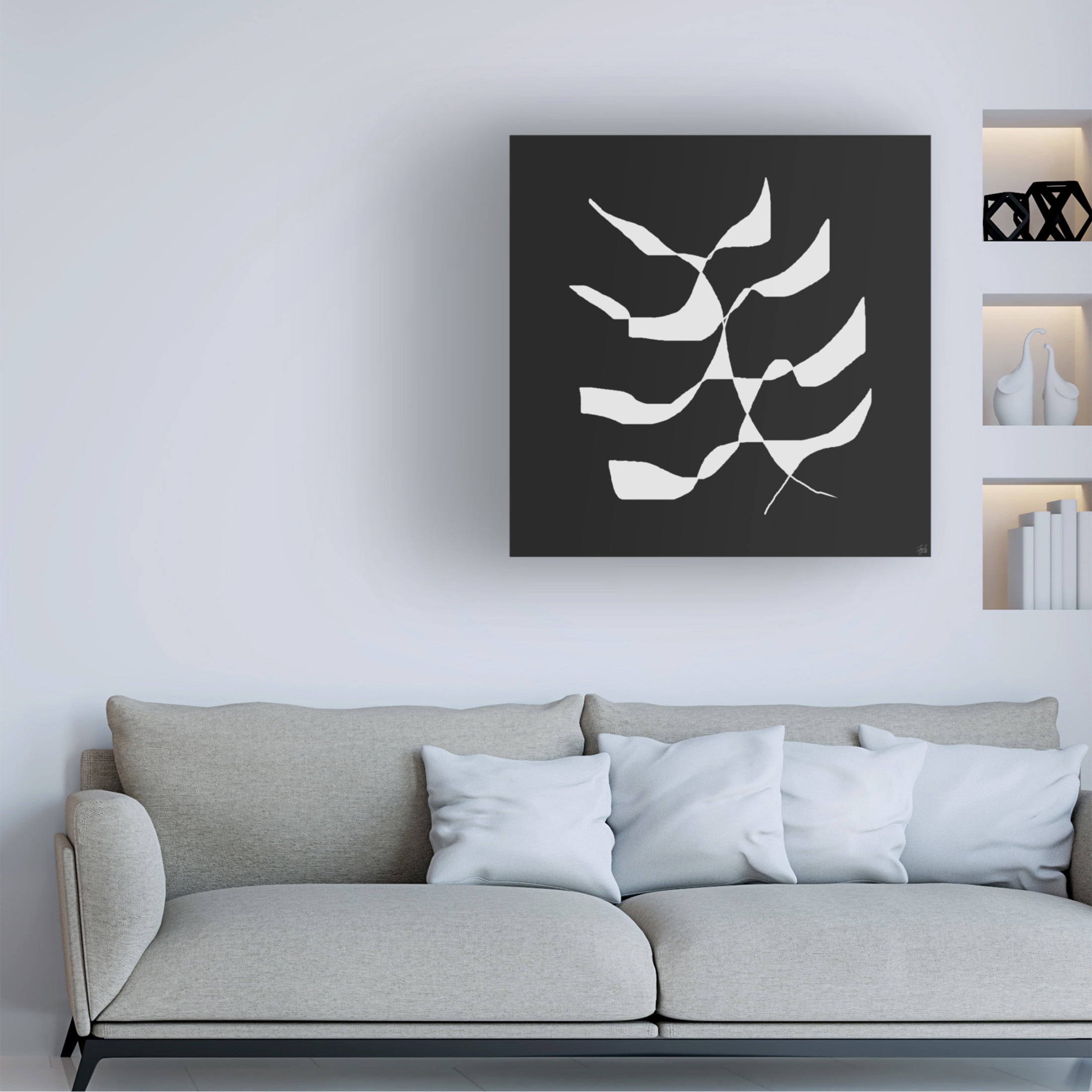 Canvas Wall Art - Line and Brush 'White To Plant 1' Wall Art for Living Room, Bedroom, or Office Décor by Trademark Fine Art - 35 x 35 Inches