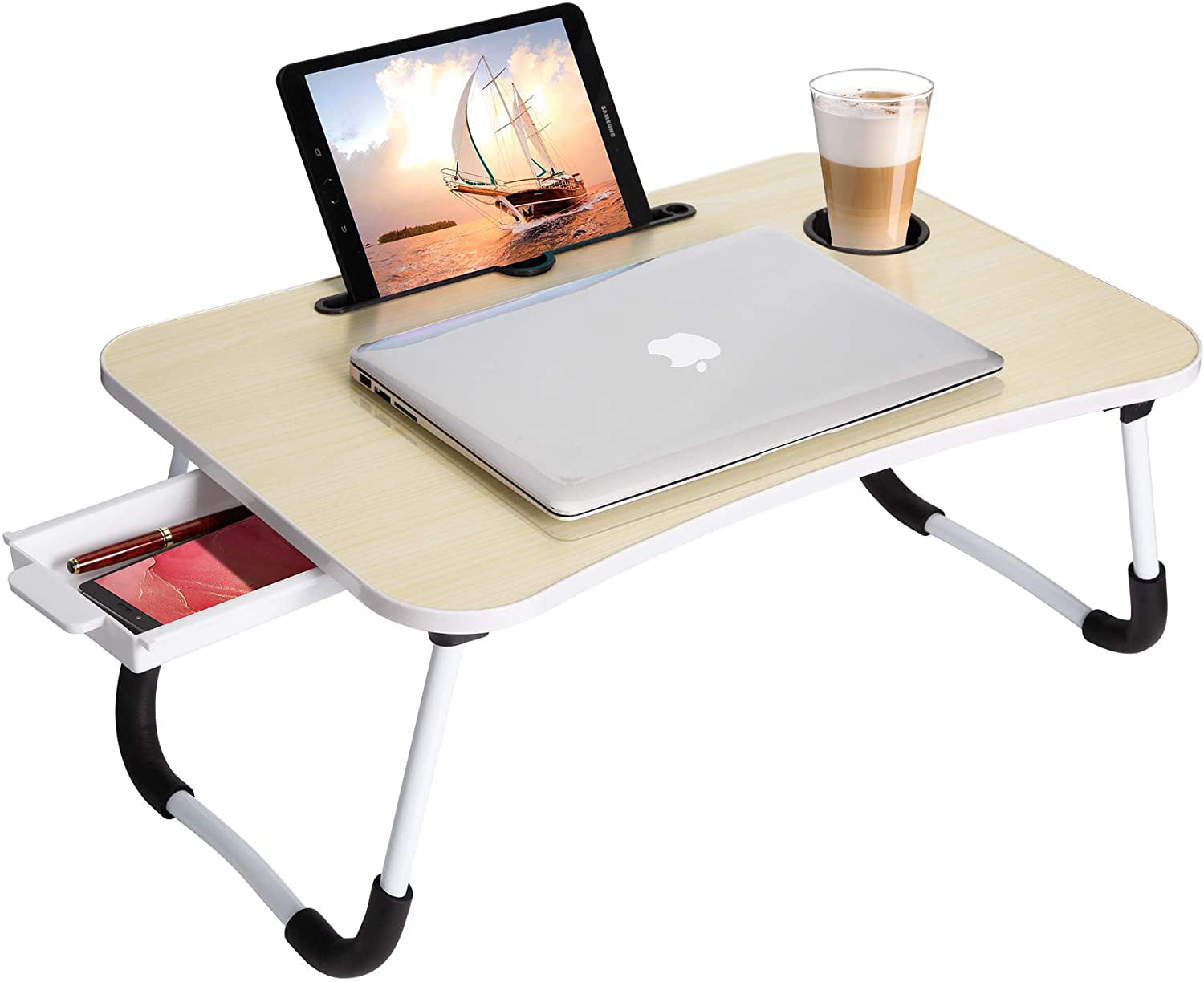 Portable Folding Laptop Desk for Bed Notebook Writing Table Stand Tray with Slot 