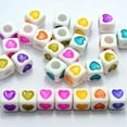 thumbnail image 2 of U8MO 250 Color in white Love Heart Acrylic Cube Pony Beads 7X7mm, 2 of 9