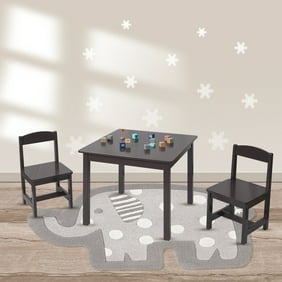 Kids Wooden Table And Chair, Espresso, Set of 3