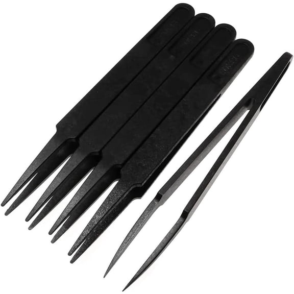 MMOBIEL 5Pc Anti-Static Precision Tweezers Set Black