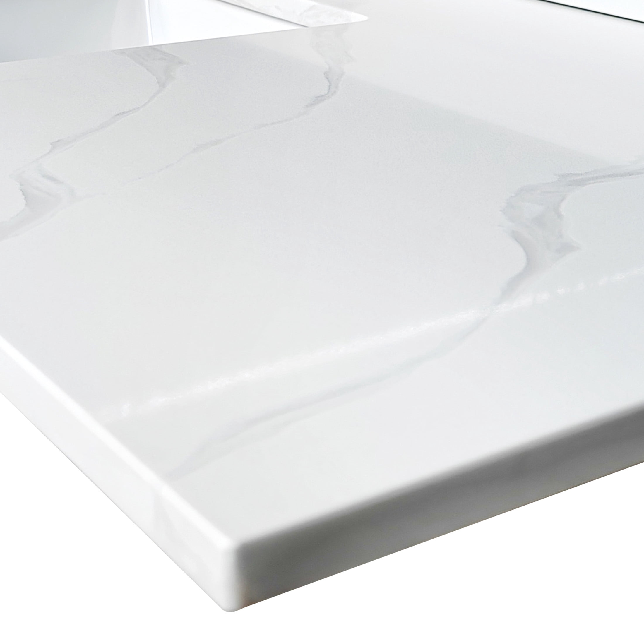 Noble House 61" Bathroom Vanity Top with Undermount Sink, Backsplash and 3 Pre-Drilled Faucet Holes, White