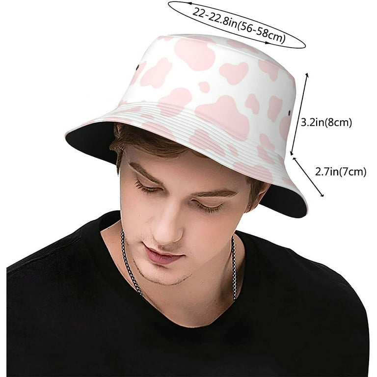 Pink Cow Print Fashion Bucket Hat for Women Washed Packable Summer