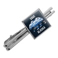 thumbnail image 1 of Save Alaska with Bear Mountains Water Square Tie Bar Clip Clasp Tack- Silver or Gold, 1 of 4