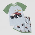 thumbnail image 2 of KPOPLK Boys Summer Clothing 2Pcs Outfits Short Sleeve T-Shirt with Pattern Print and Elastic Waist Shorts Set Clothes 4T 5T 6T 7T Size 2-3 Years,Green, 2 of 4