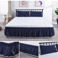 thumbnail image 2 of Wrap Around Bed Skirt Elastic Silky Soft Dust Ruffle Pleated Bed Skirt Home Skirt Bedspread-navy blue-135x200x40cm(53x79x16inch), 2 of 6