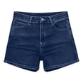 thumbnail image 3 of XIAONU Women's Solid Denim Shorts Button Closure Side Pockets Shorts, 3 of 3