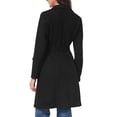 thumbnail image 3 of INSPIRE CHIC Women's Faux Suede Trench Coat Notched Lapel Double Breasted Mid-Long Overcoat Fall Winter Jacket with Belt XS Black, 3 of 6