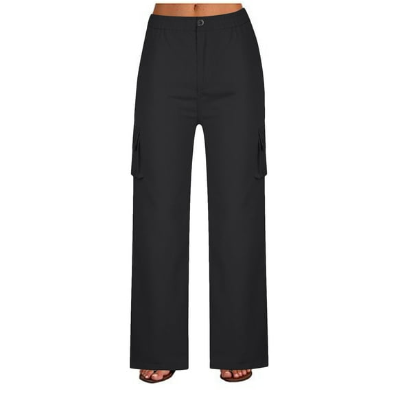 Babysbule Pants for Women Women's Cargo Pants Trousers Work Wear Solid Combat With 6 Pocket Full Pants