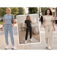 thumbnail image 4 of MOYIKO Two Piece Sets for Women Lounge Sets Casual Short Sleeve Tops and Long Pants Vacation Travel Summer Outfits, 4 of 7