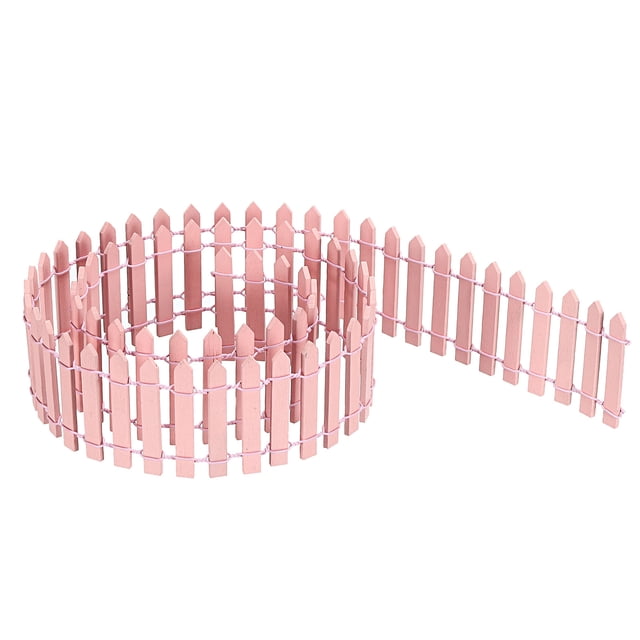 Unique Bargains Miniature Garden Fence, 35 Inch Long Picket Fence Mini Ornament, Pink