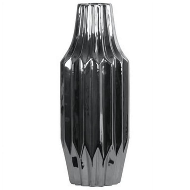 Urban Trend Collection 21278 Vase Rond en Céramique à Motifs avec Large Ouverture, Argent - Grand