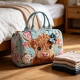 thumbnail image 3 of Cow Plaid Print Travel Duffel Bag Large Capacity Weekender Tote Shoulder Bag for Women Gym Weekend, 3 of 7