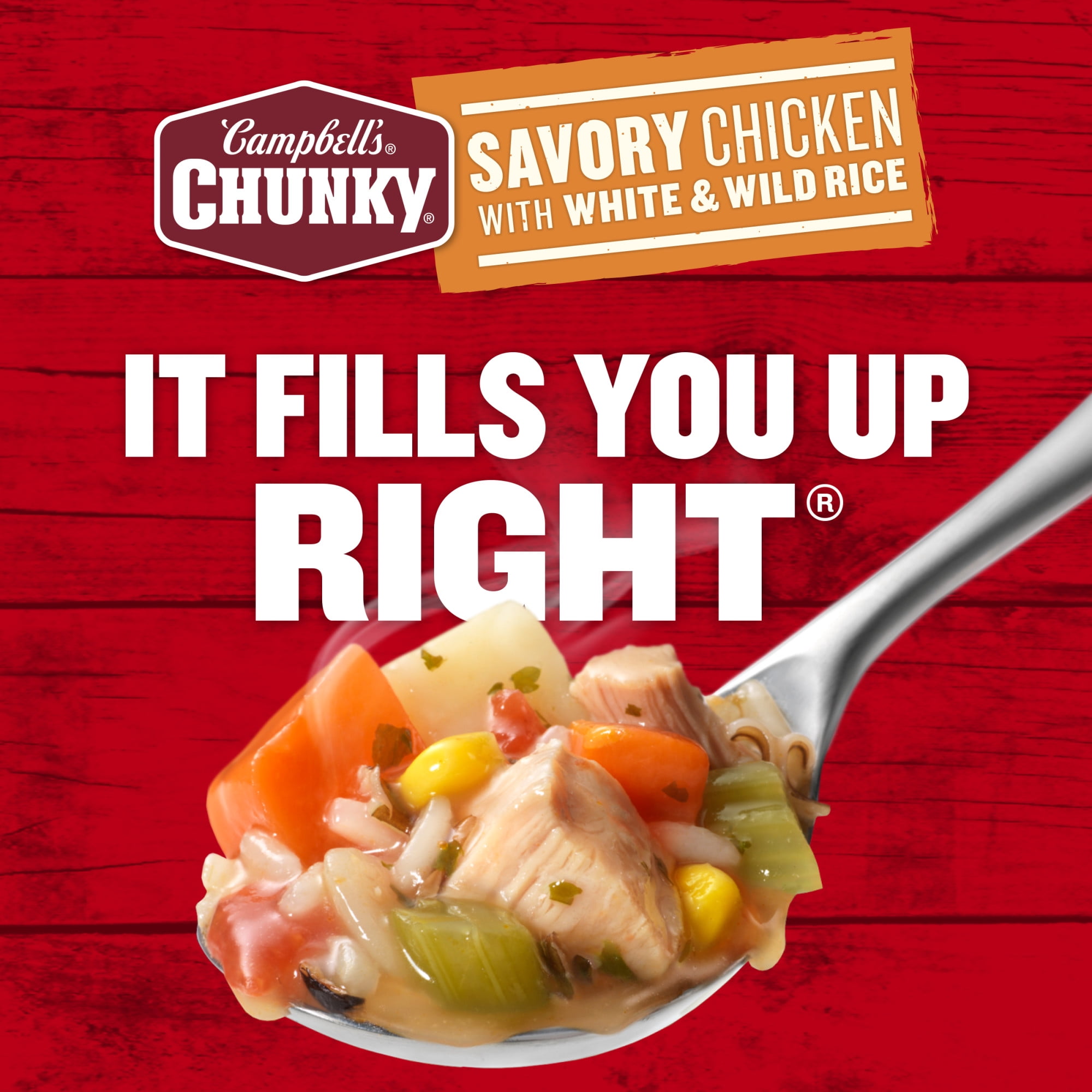 (4 pack) Campbell's Chunky Soup, Ready to Serve Savory Chicken with White and Wild Rice Soup, 18.8 oz Can