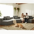 thumbnail image 2 of JERFIT 181" XL Modular Sectional Sofa with 9 Pillows, Plush Teddy Sherpa Fabric, High-Density Foam Cushions, No Assembly Required, for Large Living Room, Blue Gray, 2 of 10