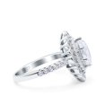 thumbnail image 2 of Simulated Cubic Zirconia Size-5 Halo Vintage Style Art Deco Solitaire Accent Marquise Wedding Engagement Ring 925 Sterling Silver, 2 of 7