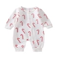 thumbnail image 1 of Bébé Fille Garçon Noël Automne Combinaison Bambins Imprimer Cou Manches Longues Zip-Up Rompers, 1 of 6