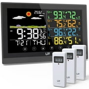 Weather Station, LFF Weather Stations Wireless Indoor Outdoor with Multiple Sensors, Color Display Digital Atomic Clock Indoor Outdoor Thermometer Wireless, Forecast Station with Adjustable Backlight