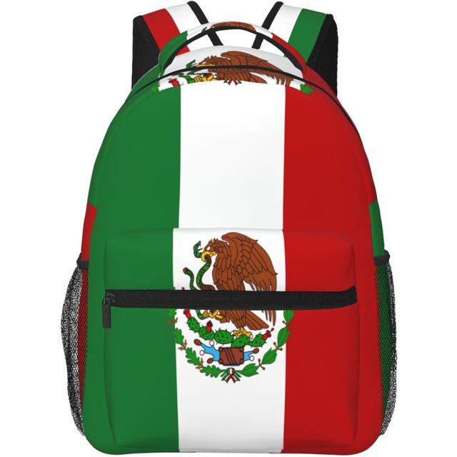 Mexico Mexican Eagle Flag Casual Backpack Travel Pack Bag Laptop Backpacks With Side Pockets Front Zipper Pockets Bookpack Daypack Picnic Rucksack Computer Bag