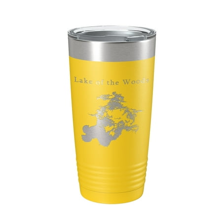 

Lake of the Woods Map Tumbler Travel Mug Insulated Laser Engraved Coffee Cup Minnesota 20 oz Yellow