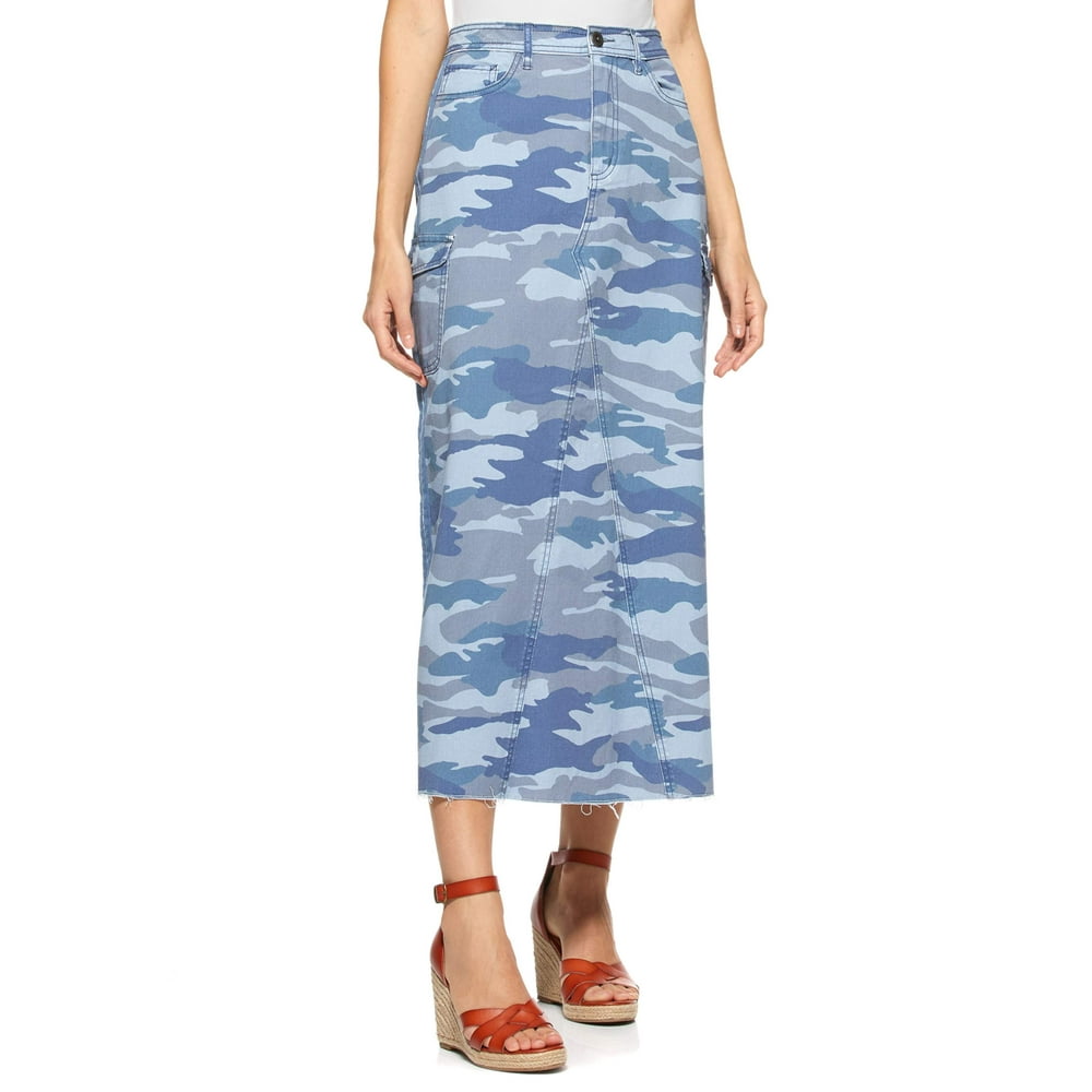 Scoop Scoop Women's Utility Camo Side Stripe Maxi Skirt