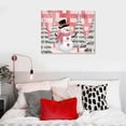 thumbnail image 4 of GOSMITH Pink Snowman Christmas Modern Art Wall Decor for Living Room/Bedroom, Winter Snowflake Xmas Tree Pink Grey Plaid Large Canvas Art Painting Framed Ready to Hang, 4 of 4