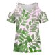 thumbnail image 3 of Camisas de Manga Corta para las Mujeres Blusa de Cuello Redondo de Impresión Casual, Top de Algodón de Imitación Ligero para el Hogar, el Uso Diario Y las Cuatro Estaciones, 3 of 4
