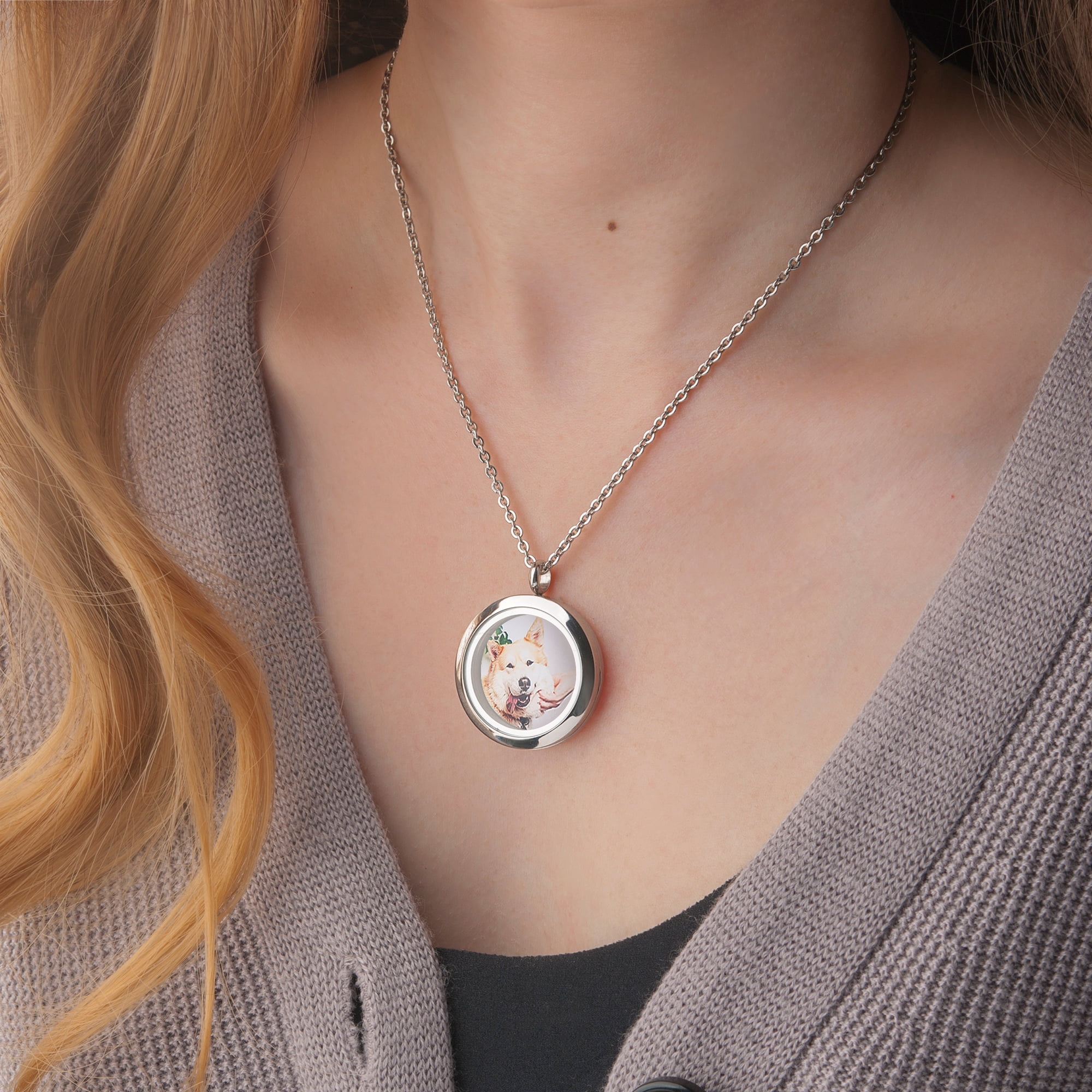 Round Photo Frame Floating Locket Pendant Clear Stainless Steel Necklace  Openable Locket Necklace - Walmart.com