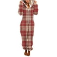 thumbnail image 3 of Xcmzpl Fuzzy Fleece Onesie Pajamas for Women Funny Plaid Zipper Hooded Pjs Sets Comfy Soft Warm Christmas Jumpsuit Sleepwear, 3 of 6