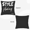 thumbnail image 6 of Set of 2 Black Square Throw Pillow Covers 18x18in with Bold ' STYLE Hooding ' Text & Cursive Design - Modern Cushion Cases for Couch Bed Car, 6 of 8