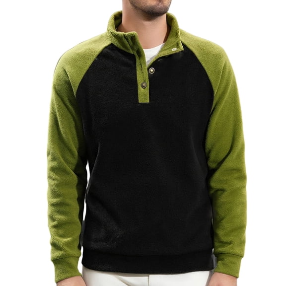 Generic Men's Corduroy Button Sweatshirt Casual Long Sleeve Stand Collar Pullover Fashion Athletic Workout Button Sweatshirt