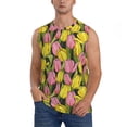 thumbnail image 2 of Goofa Tulips Flowers Printed Men's Sleeveless T-Shirt - Athletic Gym Workout Tank Top for Men - Moisture-Wicking, UPF 30+ Quick-Dry Muscle Tee-Small, 2 of 8