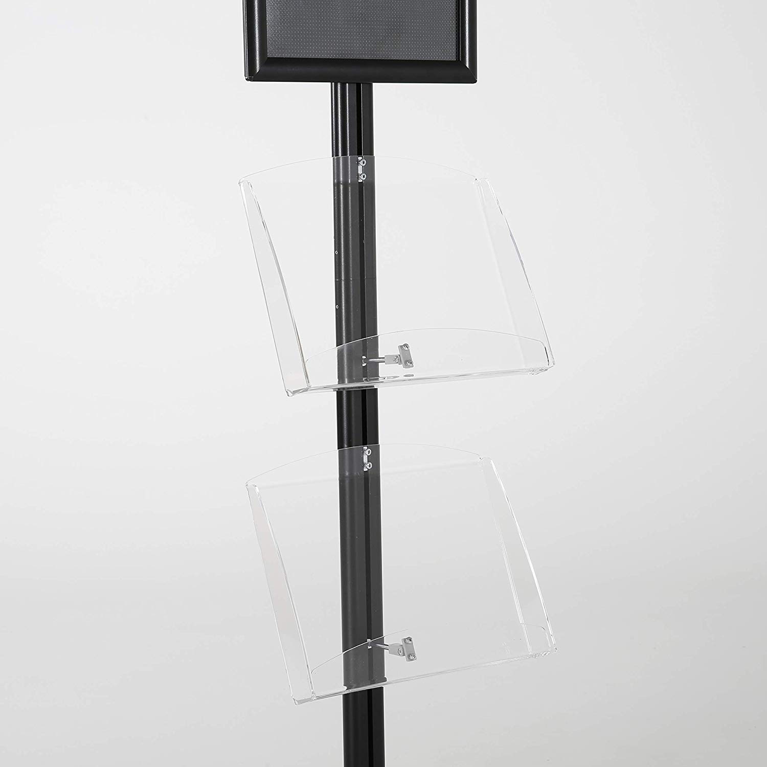 MT Displays Free Standing Display Stand with x (11X17) snap Frame in  Portrait/Landscape and (2) x (8.5x11) Clear Shelves Acrylic, Single Sided  (Black)