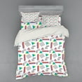 thumbnail image 2 of 90s Duvet Cover Set, Memphis Style Geometrical Illustration with Dots Barcode Triangle Shapes Retro Art, Bedding Set with Shams and Fitted Sheet, 3 Sizes, by Ambesonne, 2 of 3