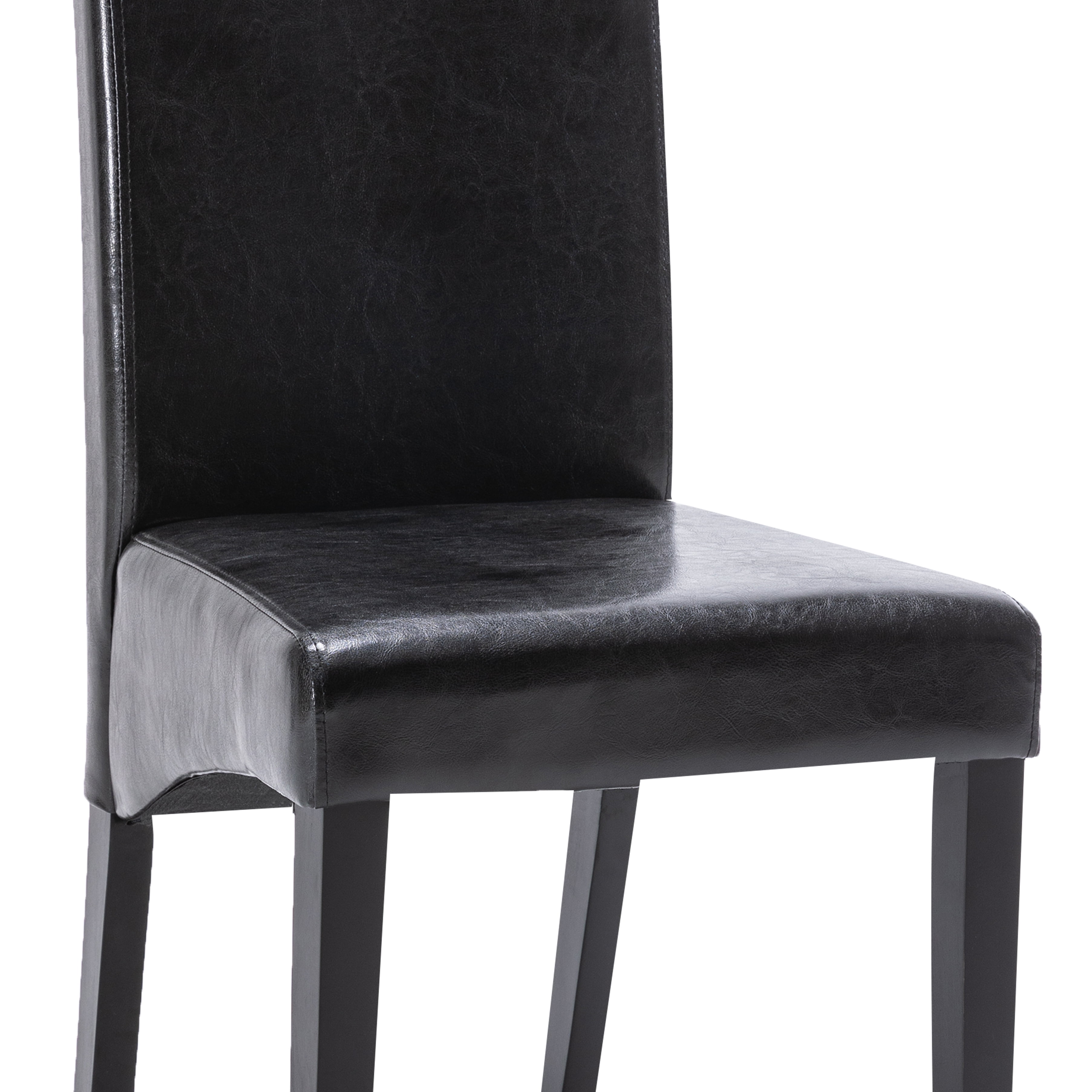 Modern 2 PC Faux Leather Dining Chair Set with Wooden Legs, Black - AC Pacific