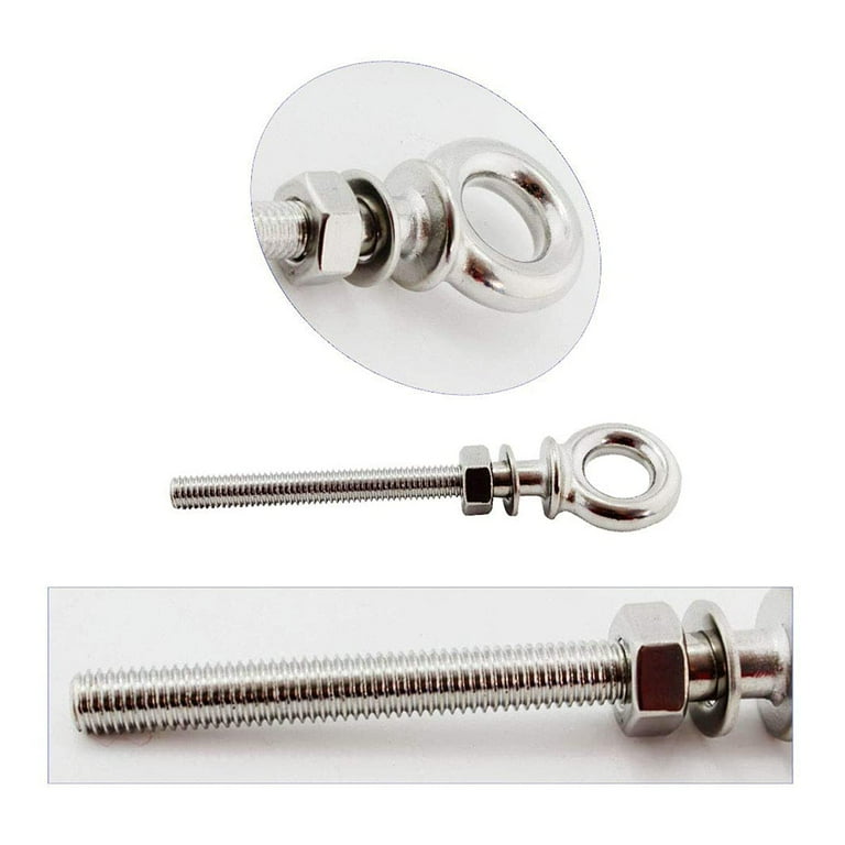 4 Pcs M6 316 Stainless Steel Eye Bolts Screw Nuts Hook Carabiner