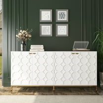 Boyel Living Sideboards & Buffets, Storage Cabinet with 4 Doors for Living Room, Bedroom, Home Office, White