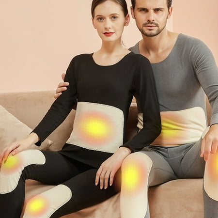 

2Pcs/Set Anti-pilling Thermal Underwear Comfortable Polyester Quick Heating Unisex Warm Underwear for Winter Bean Paster 4XL