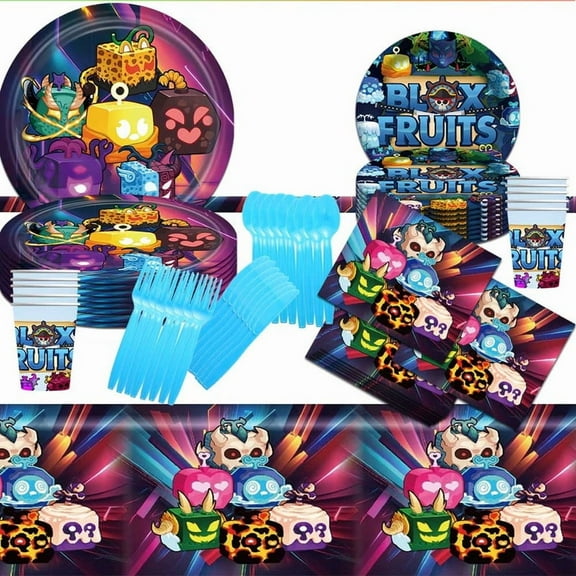 Blox Fruits Party Tableware Set Plates Cup Kit Birthday Supplies Decorations Disposable Dinnerware