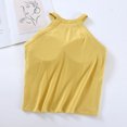 thumbnail image 4 of LYEAA Tank Top with Built in Bra for Women Sleeveless Crew Neck Padded Basic Summer Casual Cropped Undershirt Solid Beach Fashion Pullover Vest Breathable Soft Loungewear Going Out Clothes Yellow M, 4 of 5