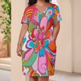 thumbnail image 4 of Psychedelic Floral Vibrant Pattern Loose Pocket Dress Dresses Summer Summer Dresses for Women, 4 of 9