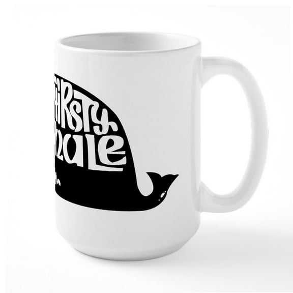 CafePress - Thirsty Whale Large Mug W/ Black Logo - 15 oz Ceramic Large White Novelty Mug