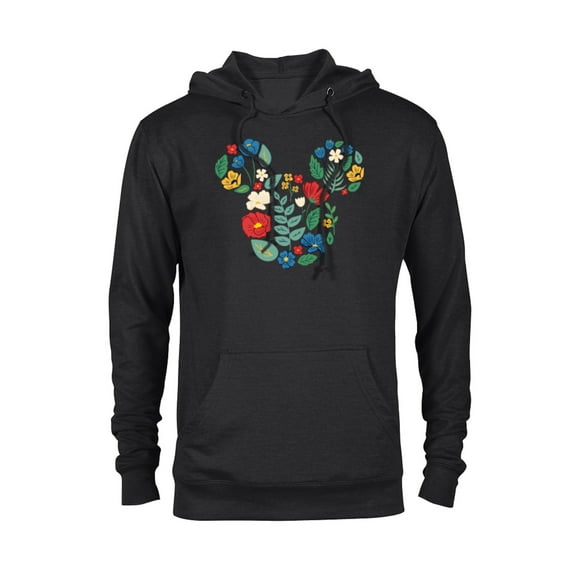 Disney Mickey Mouse Head Shape Icon Flowers Garden Spring - Pullover Hoodie for Adults - Customized-Black