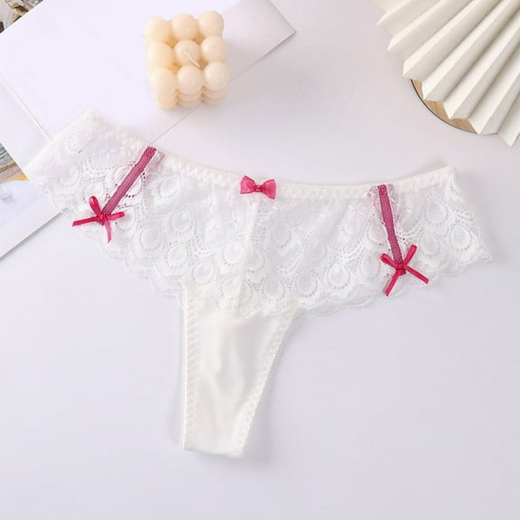 Womens Underwear Silky Lace Sexy Thong Hollow Transparent Lace Panties Ladies Moisture Brief