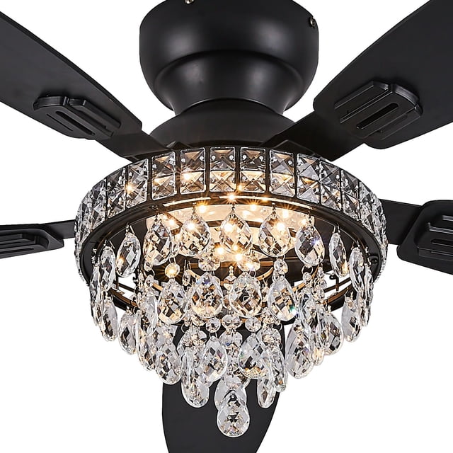 Ventilador de techo Fanyank Crystal con luces de 50 cm, color negro
