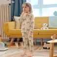 thumbnail image 5 of Little Bear Love Wave Pattern Cotton Pajamas 2 Piece Set Sleepwear Soft and Comfortable Homewear Nightwear, 5 of 7