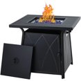 thumbnail image 1 of MF Studio Gaz Table de Foyer, 28 Pouces Carré Patio Extérieur Propane 50000 BTU Table de Foyer avec Couvercle et Verre de Feu Bleu, Noir, 1 of 8