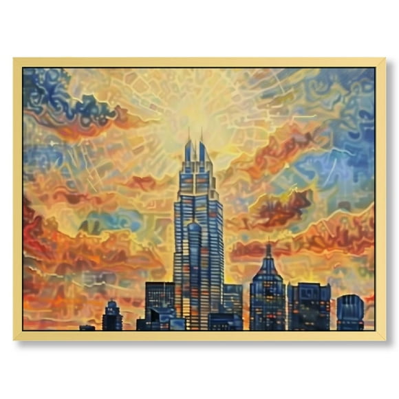 Unframed Starry Night Van Gogh Inspired Charlotte North Carolina Skyline Oil Painting Art Print Poster Wall Decor