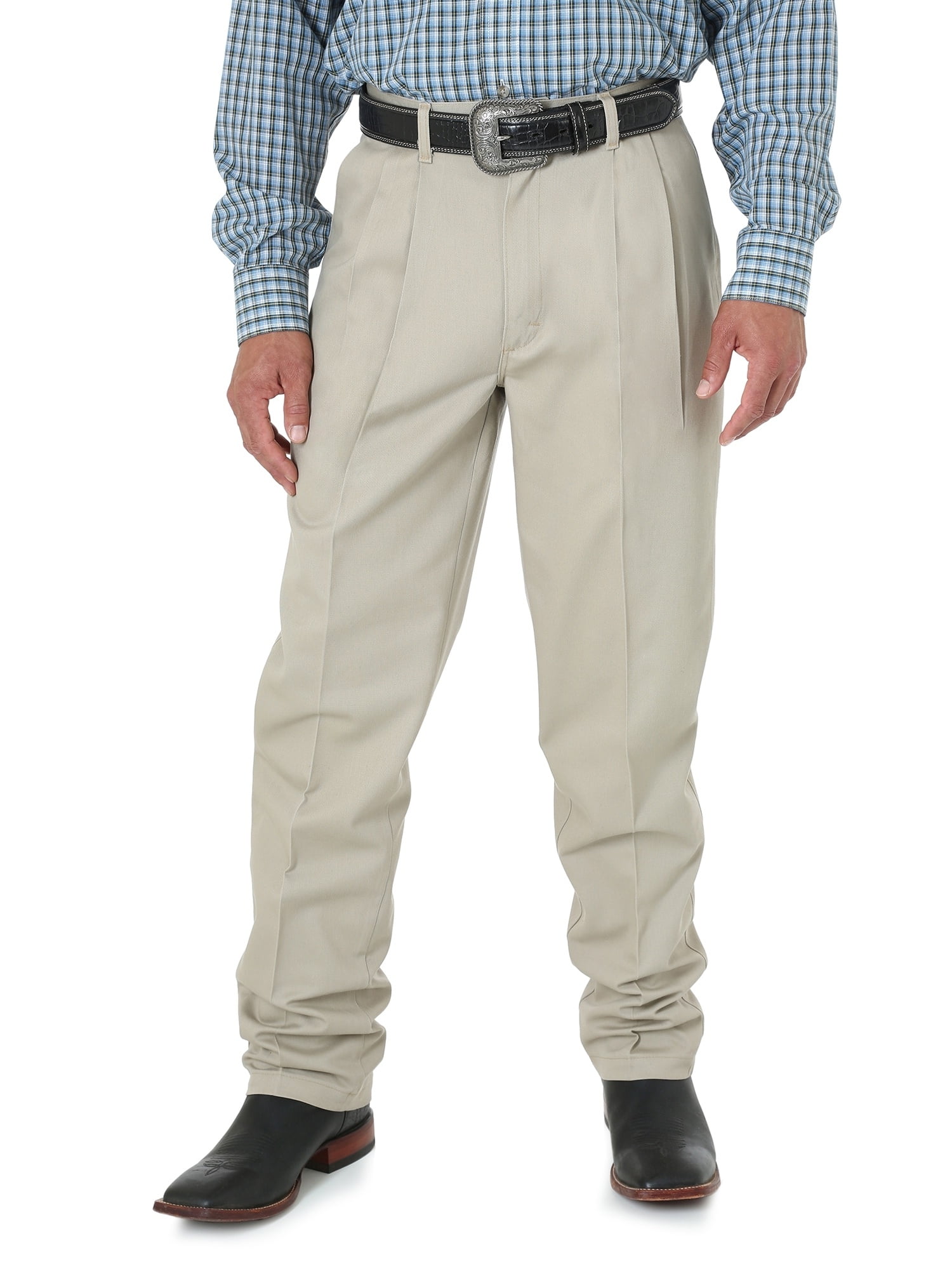 wrangler mens riata pleated relaxed fit casual pant, khaki, 28x30 -  